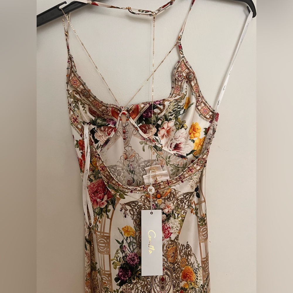 NWT Camilla Silk Egyptian Chain Open Back Size Small Gold Rose - Picture 8 of 14